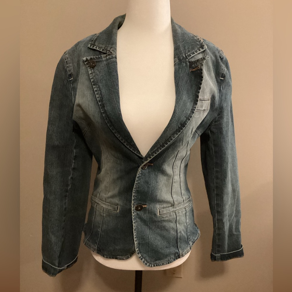 Moto denim jacket, size small
